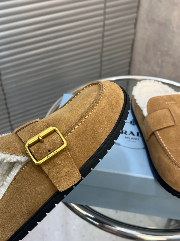 Prad 26s Mules Brown Suede Shearing 952902
