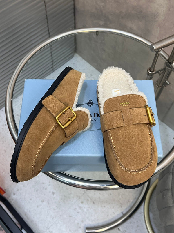 Prad 26s Mules Brown Suede Shearing 952902