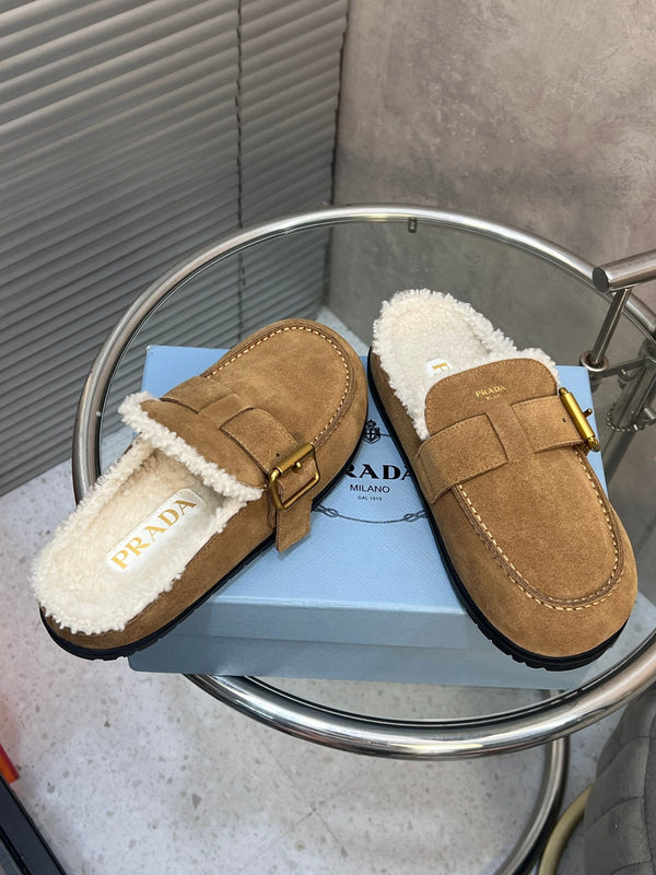 Prad 26s Mules Brown Suede Shearing 952902