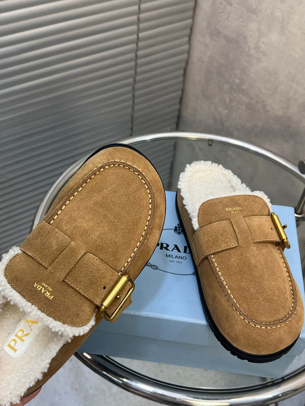 Prad 26s Mules Brown Suede Shearing 952902