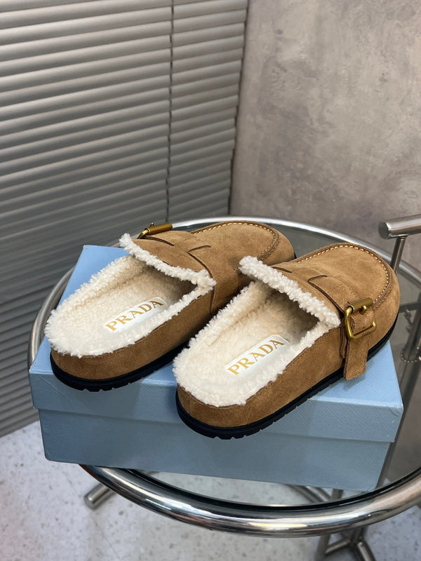 Prad 26s Mules Brown Suede Shearing 952902