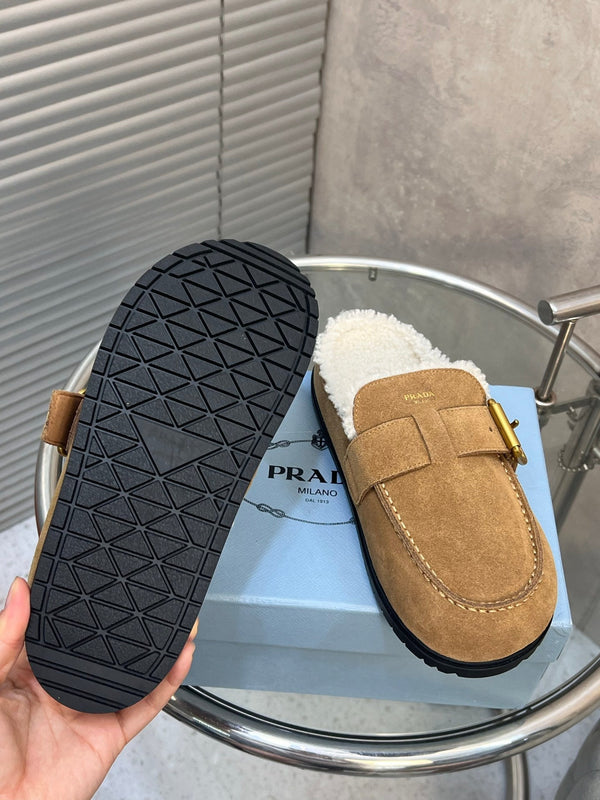 Prad 26s Mules Brown Suede Shearing 952902