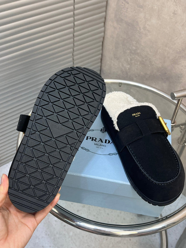 Prad 26s Mules Black Suede Shearing 952903