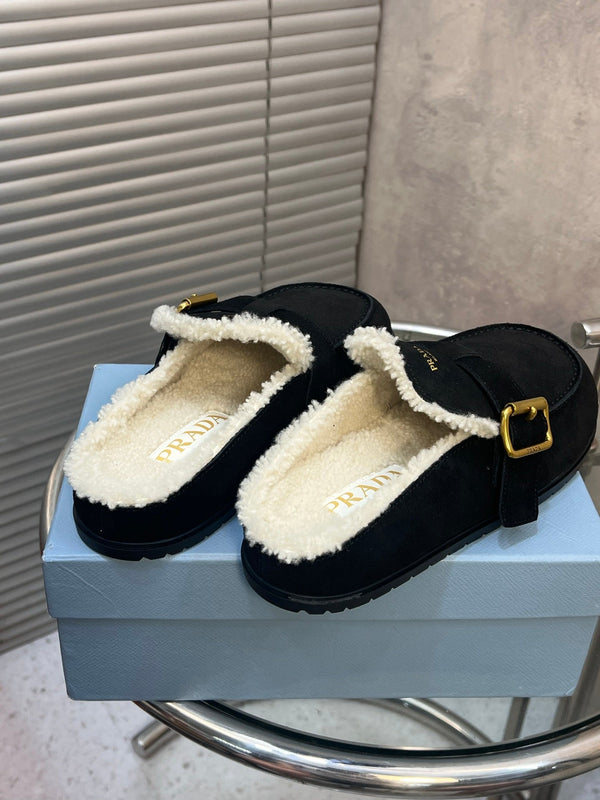 Prad 26s Mules Black Suede Shearing 952903