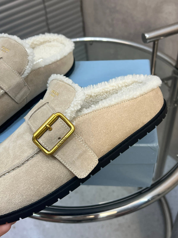 Prad 26s Mules Desert Beige Suede Shearing 952904
