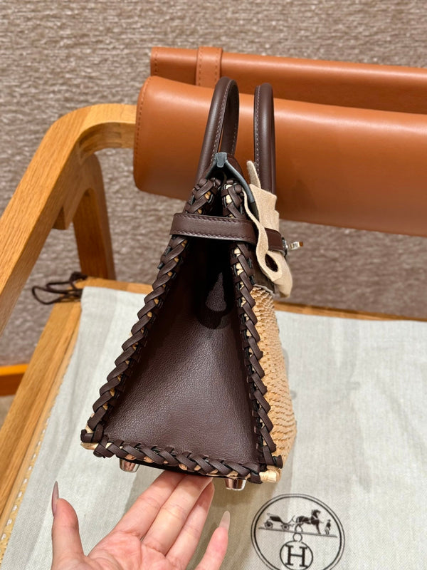 HM BIRKIN 25 CM PICNIC CHOCOLATE BAMBOO AND RATTAN