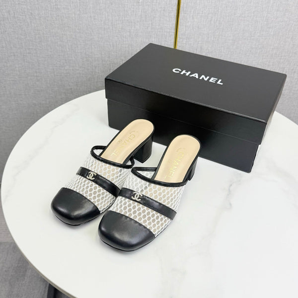 CC 26s Sandal 4.5cm Black Beige Mesh Sheepskin 639824
