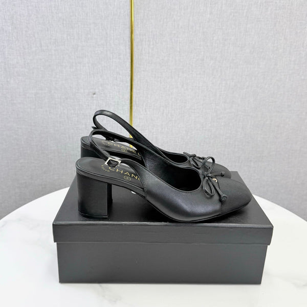 CC 26s Slingback Heels 4.5cm Black Lambskin Fabric