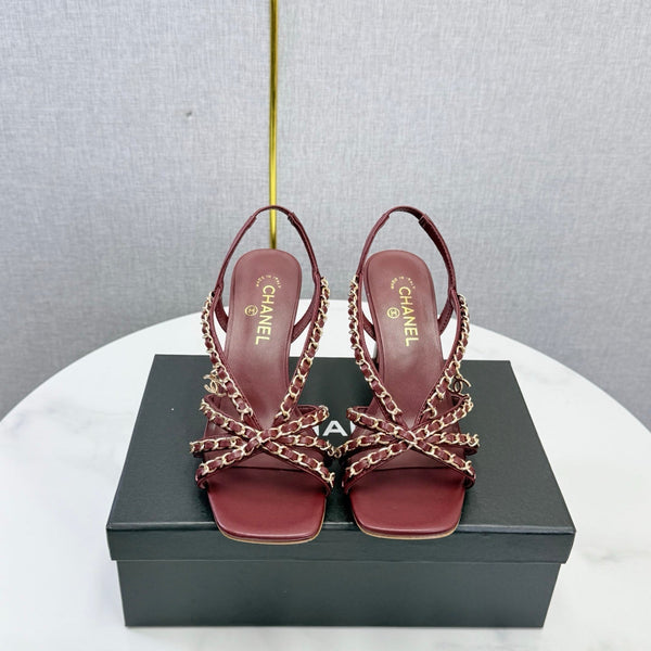 CC 26s Chain Strap High Heels 6.5cm Dark Red Lambskin