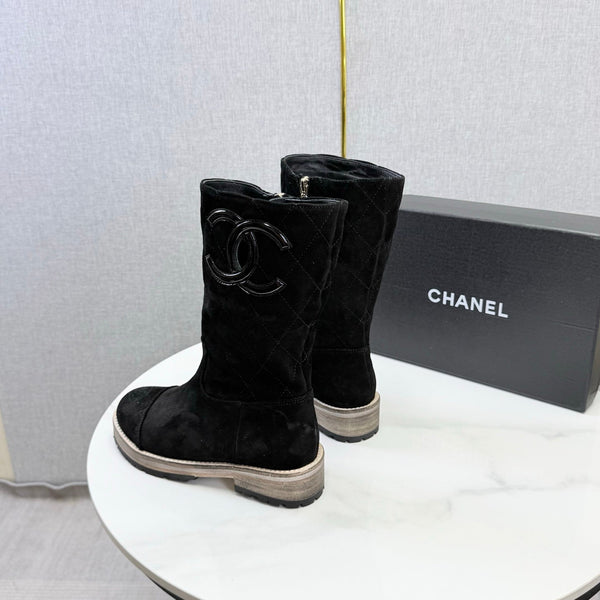 CC 26s Mid-Calf Boots Black Quited Suede 972657