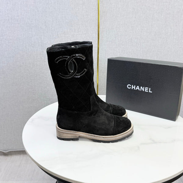 CC 26s Mid-Calf Boots Black Quited Suede 972657