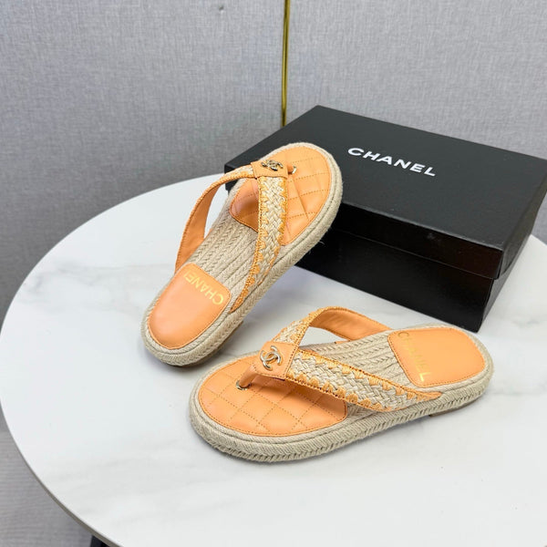 CC 26s Flip Flops Quilted Espadrille Orange Leather 972713