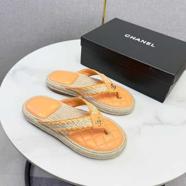 CC 26s Flip Flops Quilted Espadrille Orange Leather 972713