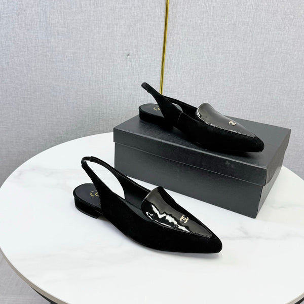 CC 26s Pointed Slingback Flat Black Patent Leather 972778