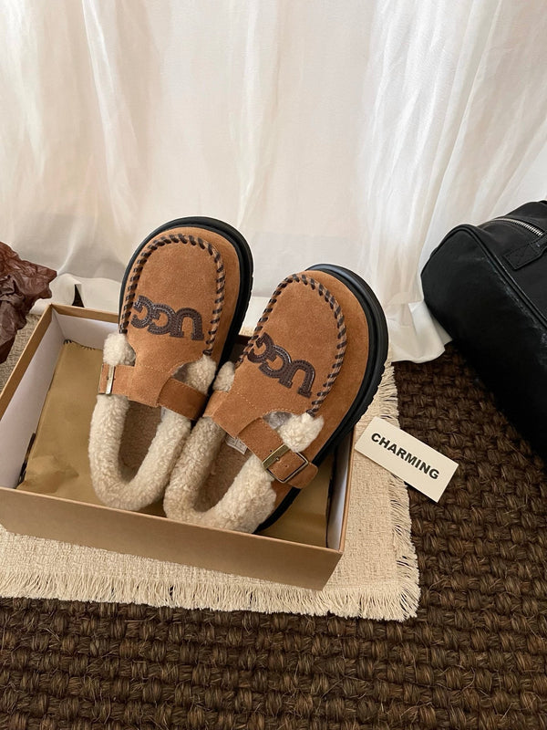 UGG Teddy Loafers Brown Suede Sheepskin Wool 512891