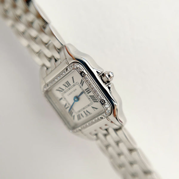 Panthere 22mm Silver Diamond Bezel Double Chain 44cm