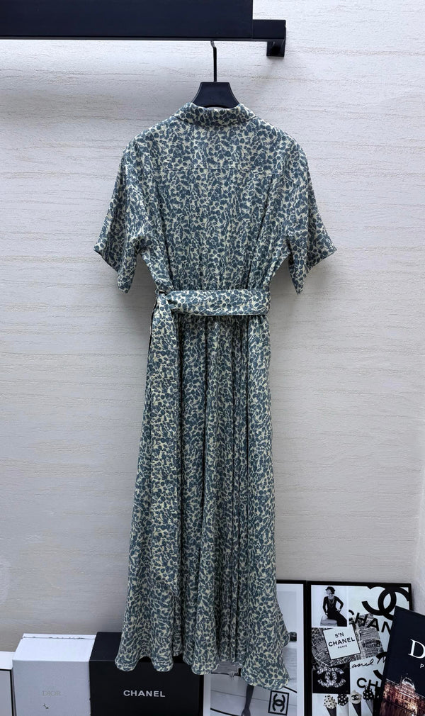 LP 26s Long Dress Butter/Avio Linen 398045