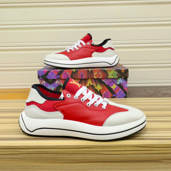 LV SNEAKER CHERRY RED MIX WHITE IVORY CALFSKIN