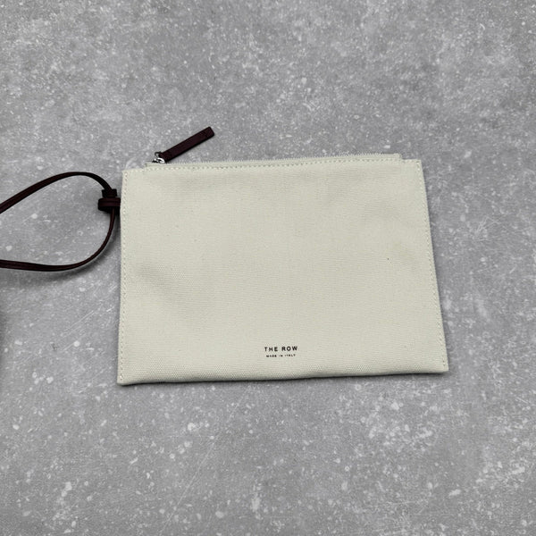 The Row 2025 Large N/S Park Tote Bag 43cm White Leather Canvas