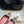 Hangisi 10mm Ballet Flat Pink Linen with Black Leather Jewel Buckle 161060