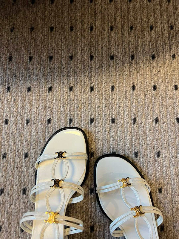 CLEMENCE MULTI TRIOMPHE 45 MM SANDAL IN WHITE LAMBSKIN