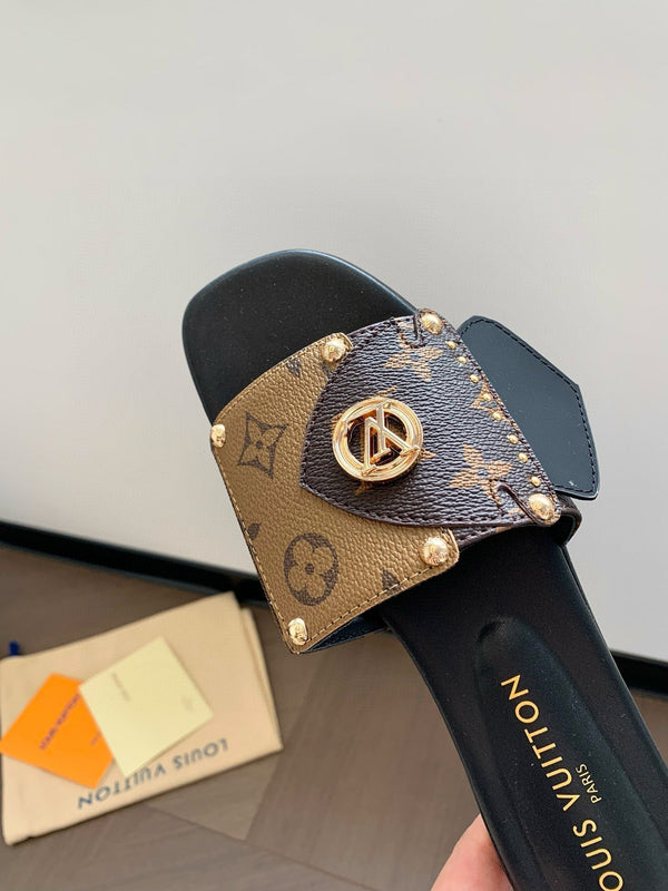 LV Mule plate LV Frame Marron Cacao Leather 218902