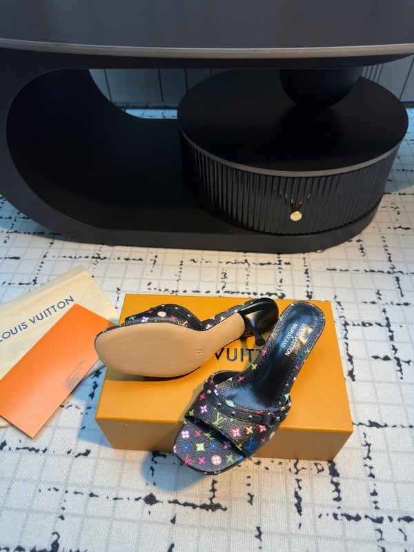 LV Mule 6AM LV x TM 55mm Black with Monogram Multicolore Leather 218908