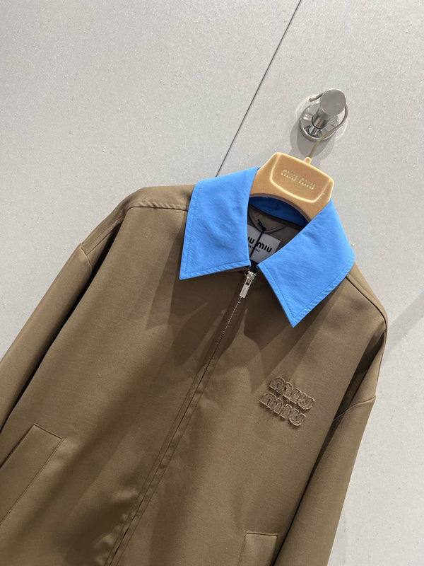 Miu Miu Jacket Brown Blue Wool 209261