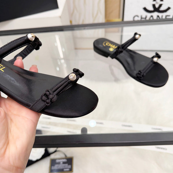 CC 2026 Pearl Slide Black Satin Leather 692026