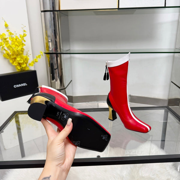 CC 26 FW Ankle Boots 8.5cm Red White Sheepskin 919942
