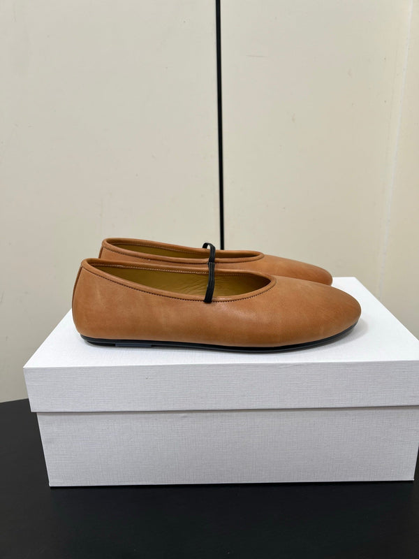 The Row Elastic Ballet Slipper In Gold Calfskin 340035