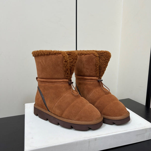Brunello Cucinelli Snow Boots Brown Suede 619501