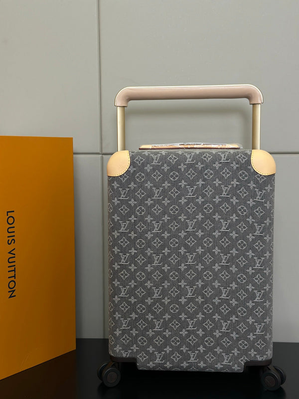 LV 2025 Horizon 55 Monogram Suitcase Cloudy Gray Denim Fabric 273842