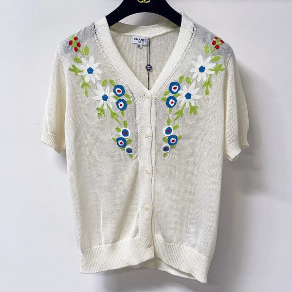CC 2026 Flower Short-Sleeve Cardigan Cream Cotton 705305