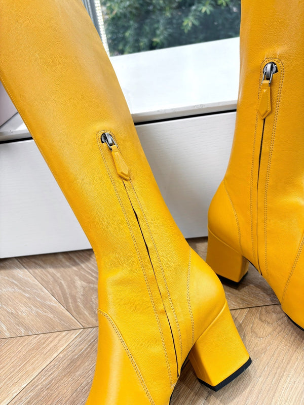 Miu Boots With Buckle Yellow Nappa Leather 506634