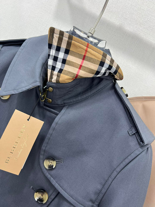 Bur 25 Long Coat Grey Blue Cotton 299471