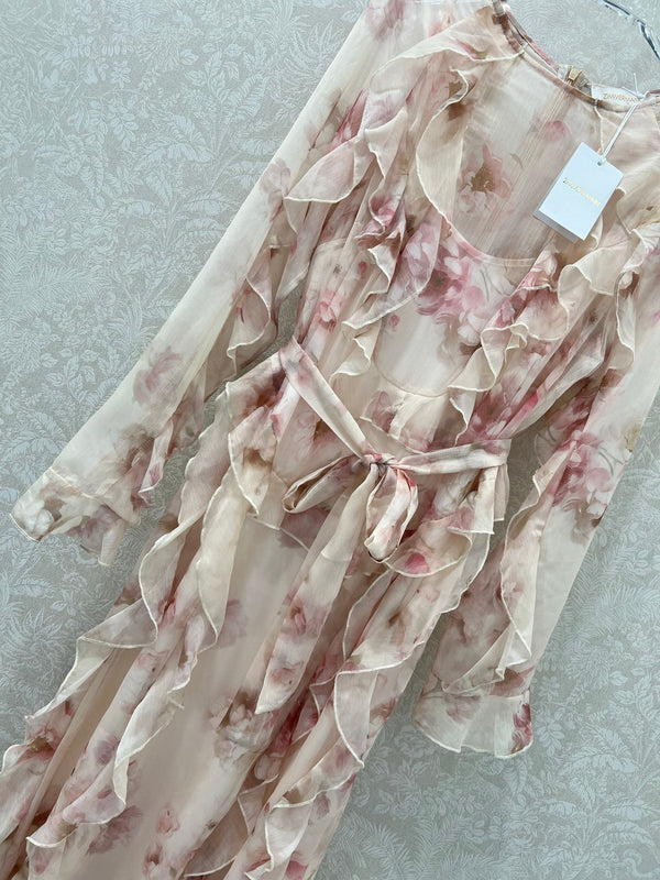 Zimmermann Hypnotic Frill Maxi Dress Cream Peony Cotton 336579