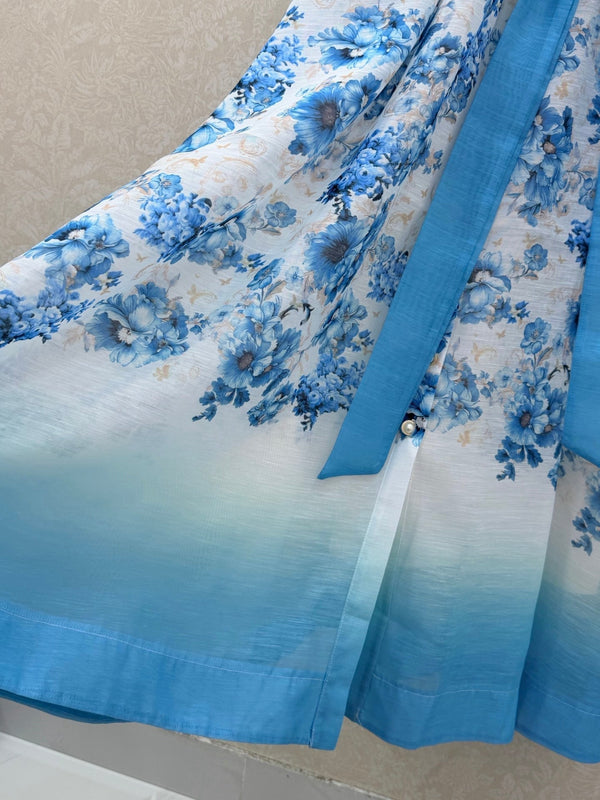 Zimmermann Alisa Dress Blue Floral Cotton 347322