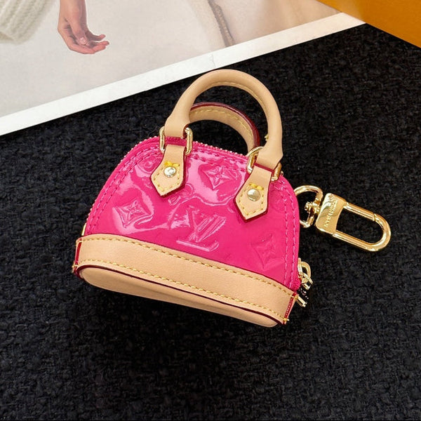 LV Alma Bag Charm Pink mix Beige Cowhide Canvas