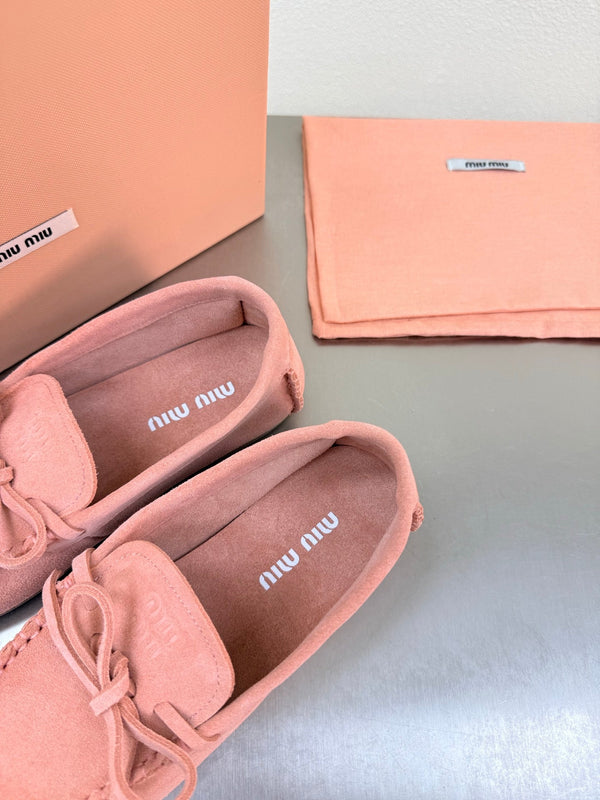 Miu Logo Loafer Pink Suede 693518
