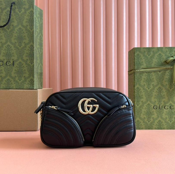 MARMONT SMALL SHOULDER BAG 24 IN BLACK CALFSKIN GOLD HARDWARE