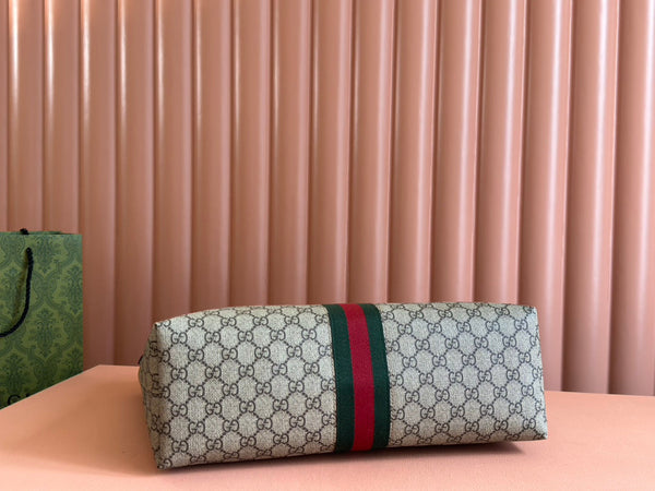 Gucci Ophidia 38cm Bag Beige Brown Leather Canvas 244455