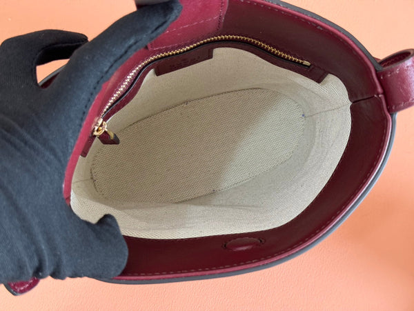 Gucci 73 Mini Bucket Bag Rosso Ancora Red Smooth Leather 239681