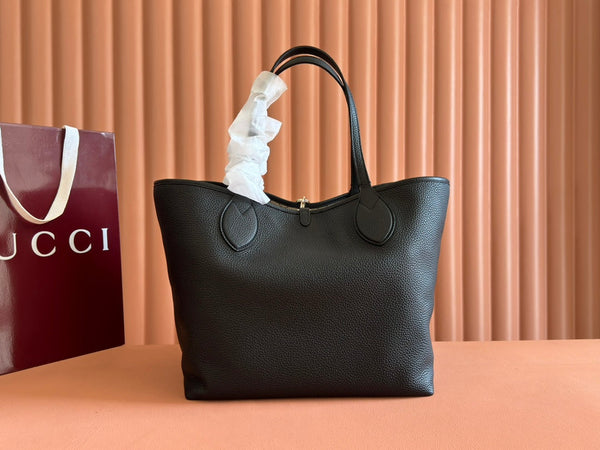 Gucci Totissima 30cm Tote Bag Black Calfskin 248124