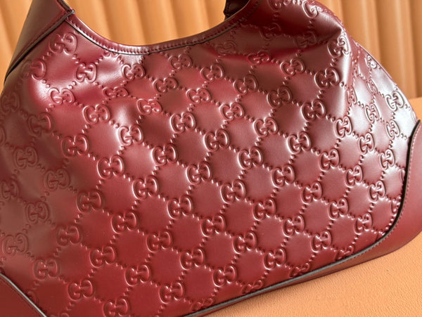 Gucci Body Double Lock Handbag Rosso Ancora Red Embossed Leather 248136