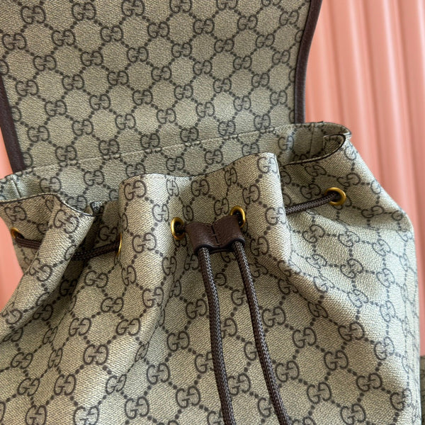 GG 26s Ophidia Large Backpack 46 In Beige And Brown Canvas