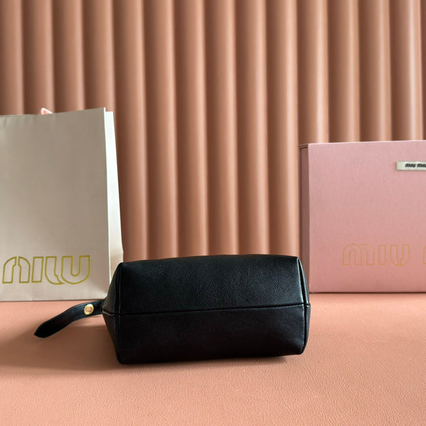 Miu Pouch 25.5cm Black Nappa leather