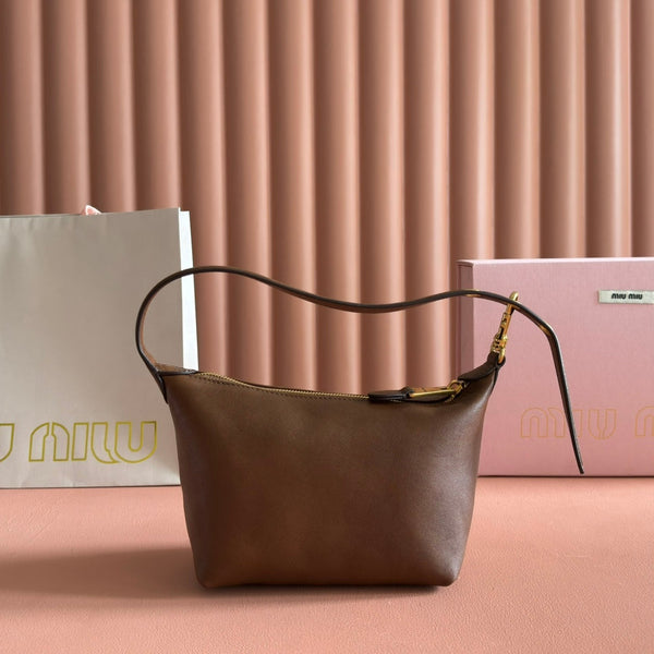 Miu Pouch 25.5cm Brown Nappa leather