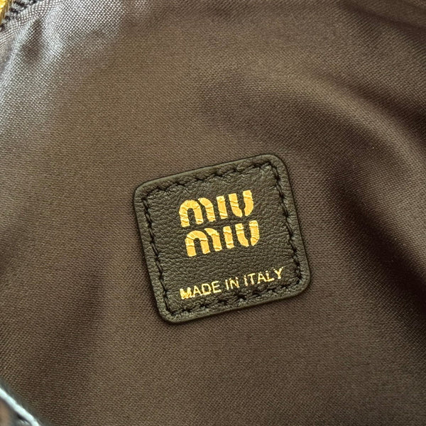 Miu Matelassé Pouch Bag 15cm Black Leather