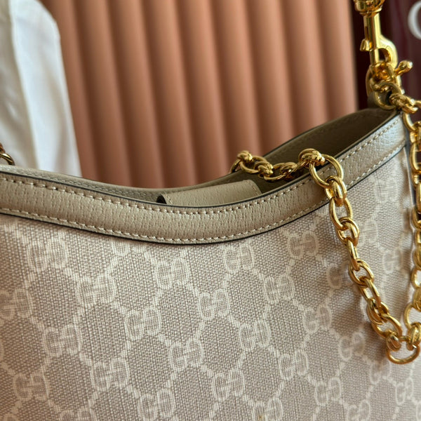 GG 2025 Interlocking G Large 25cm Bag Beige Canvas Leather 273678
